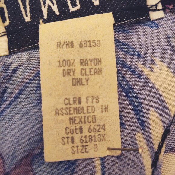 Vintage 90s RAMPAGE Tropical Print Mini Shift Tank Sun Dress Siren Summer 3 XS - Picture 8 of 8